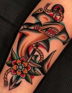 American Traditional Shark Tattoo