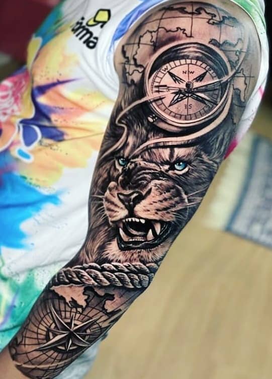 Compass Tattoo Sleeve