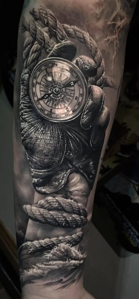Compass Tattoo on Forearm
