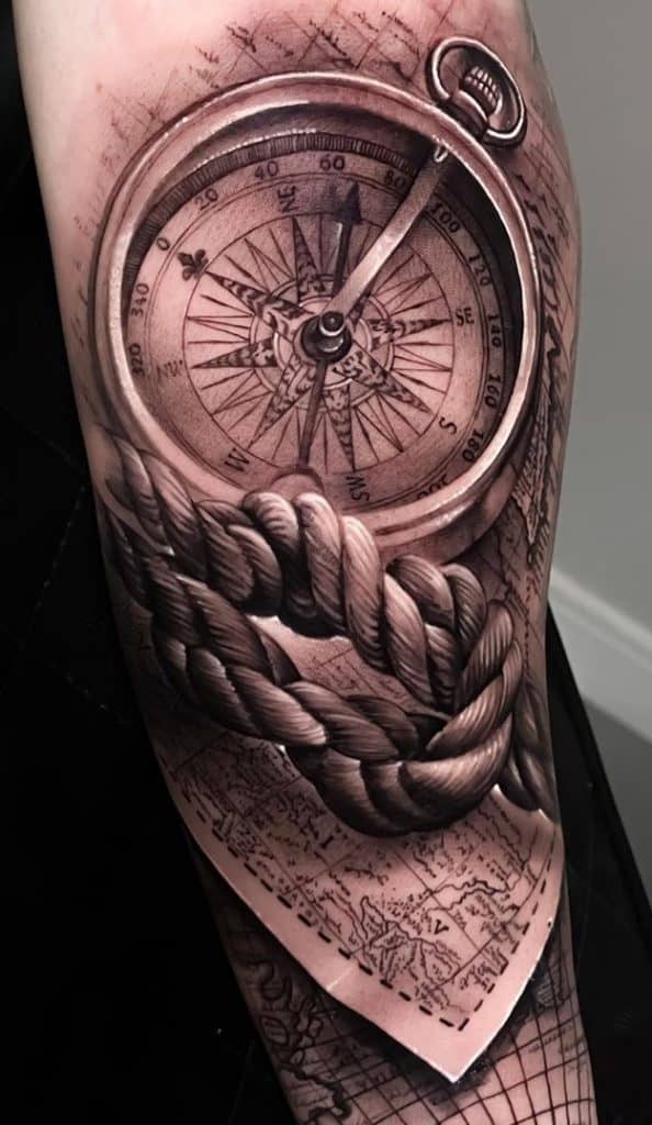 Compass Tattoo on Forearm