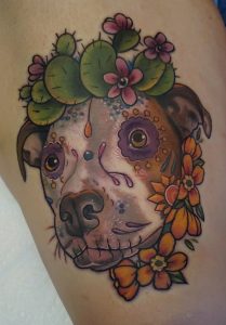 Dog Sugar Skull Tattoo