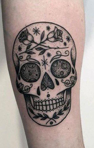 Dot-work Sugar Skull Tattoo