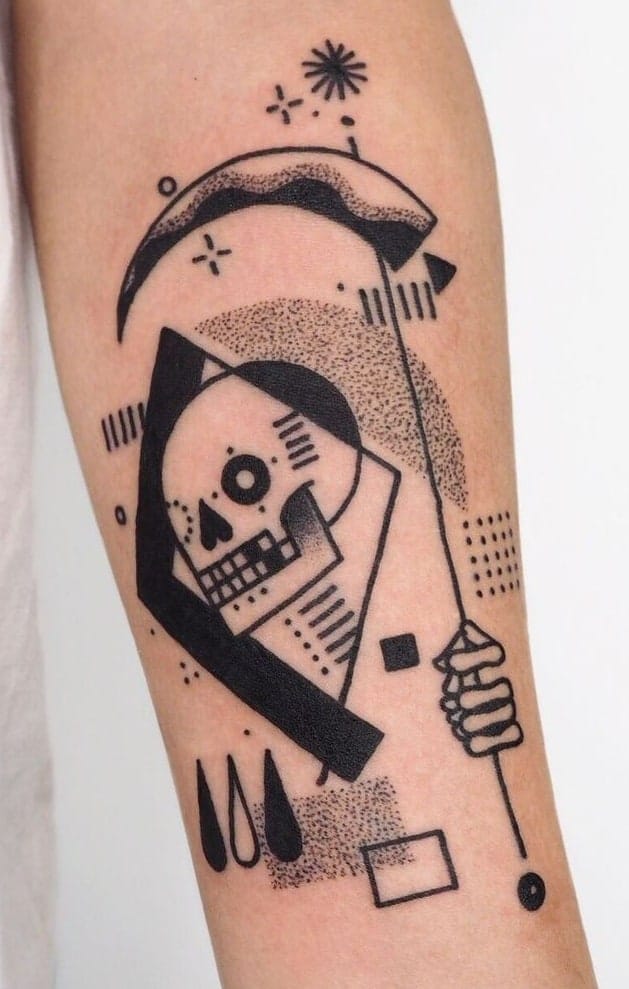 Geometric Grim Reaper Tattoo