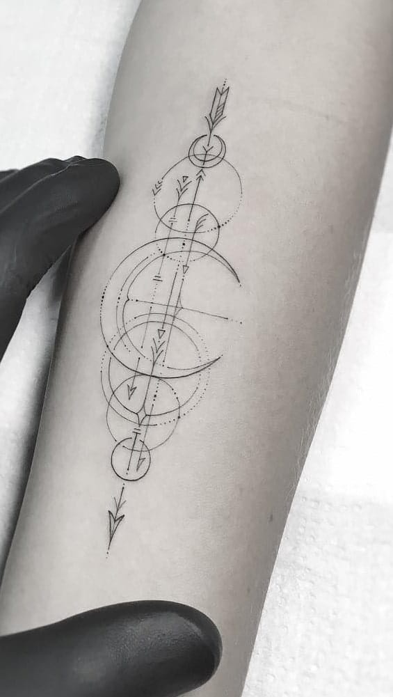 Geometric Moon Tattoo