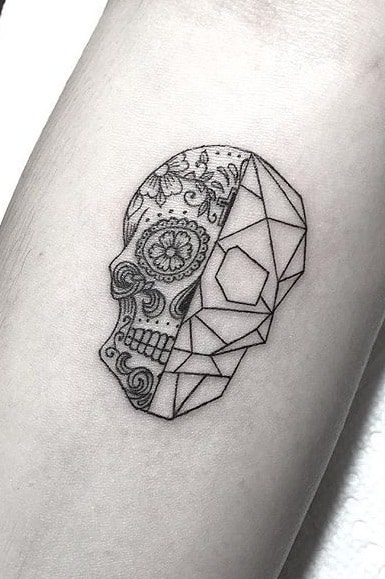 Geometric Sugar Skull Tattoo