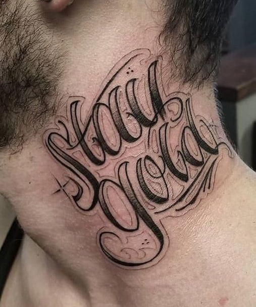 Lettering Tattoo on Neck
