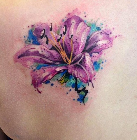 Lily Watercolor Tattoo