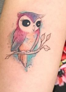 Owl Watercolor Tattoo