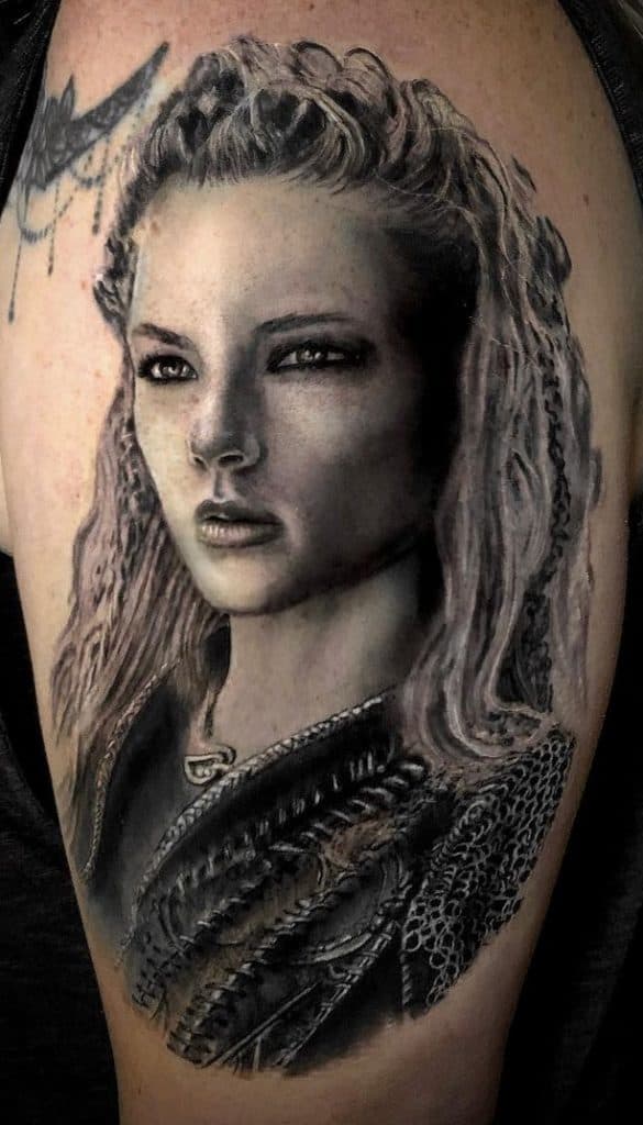 Realistic Black and Grey Viking Tattoo