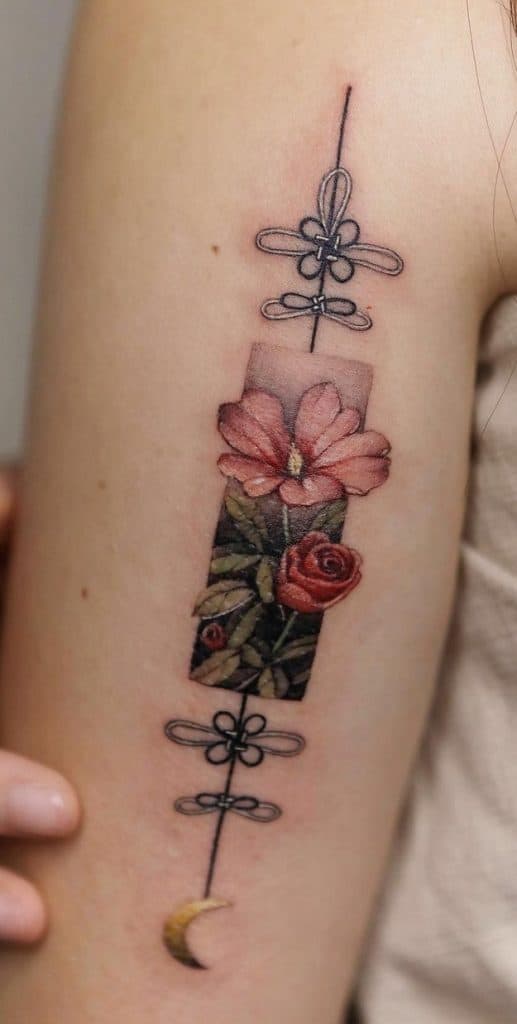 Rose and Hibiscus Tattoo