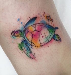 Sea Turtle Watercolor Tattoo