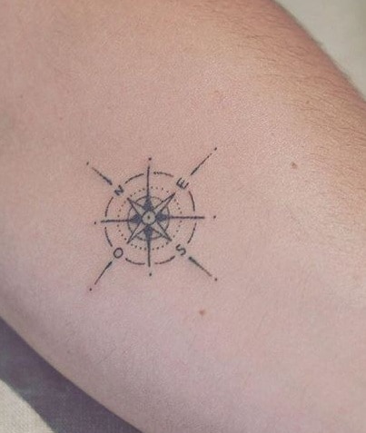 Stick and Poke Compass Tattoo