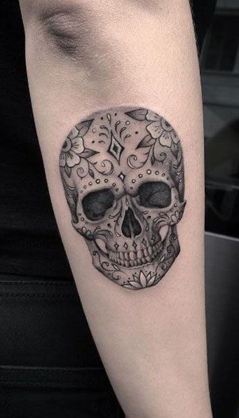 Sugar Skull Tattoo on Forearm