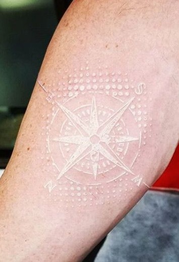 White Ink Compass Tattoos