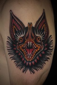 American Traditional Bat Tattoo