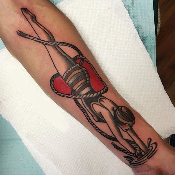 Diving Girl Tattoo