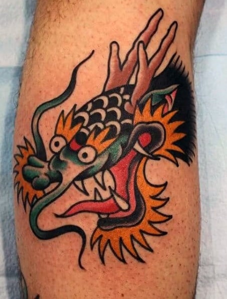 American Traditional Dragon Tattoo