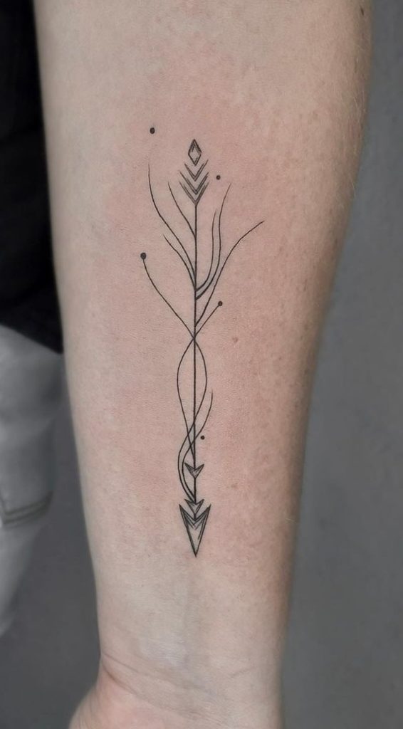 Black and Grey Boho Arrow Tattoo
