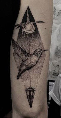 Dot-work Hummingbird Tattoo