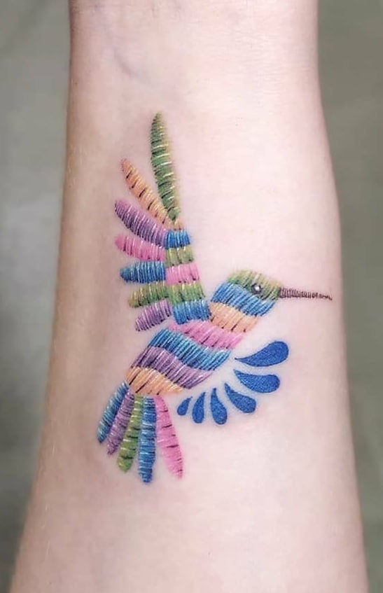 Embroidery Hummingbird Tattoo