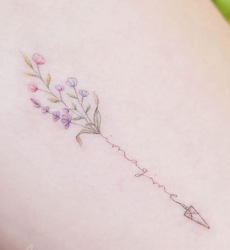 Flowers and Arrow Tattoo