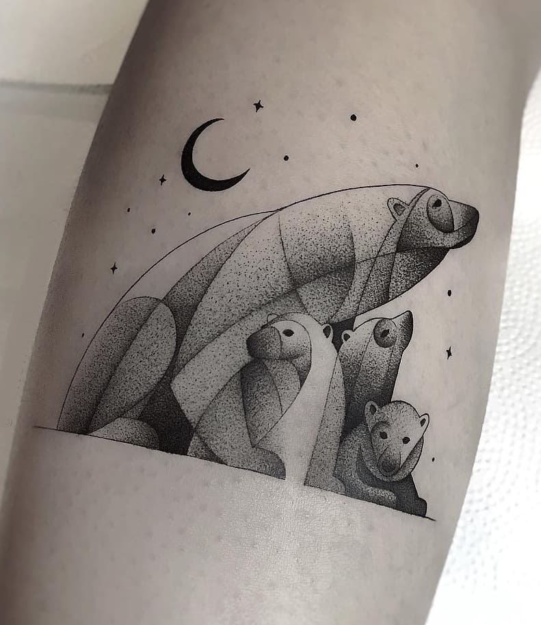 Geometric Polar Bear Tattoo