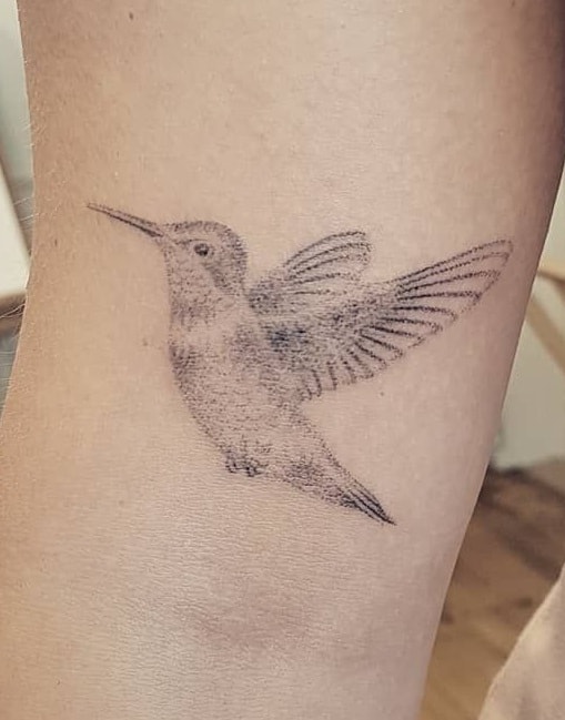 Handpoke Hummingbird Tattoo