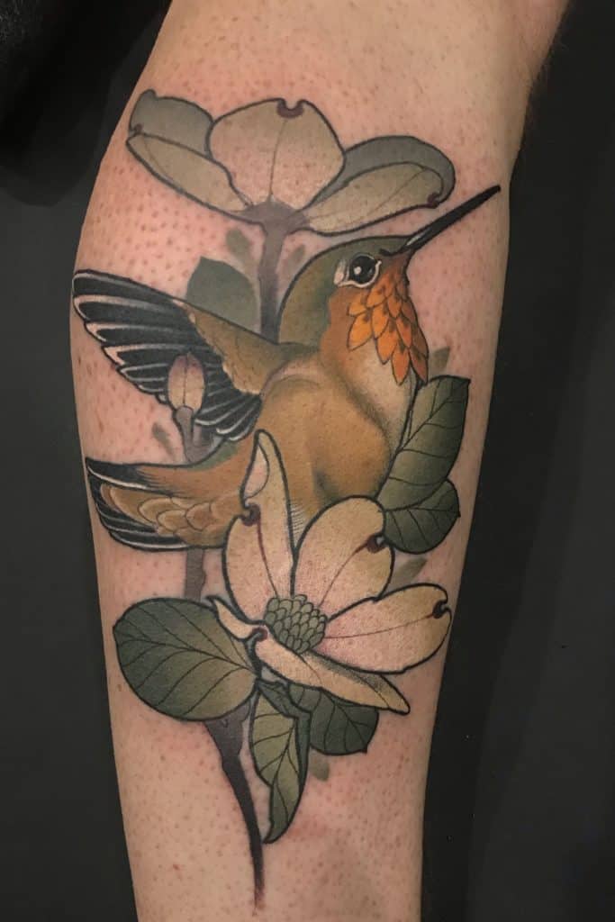 Neo-traditional Hummingbird Tattoo