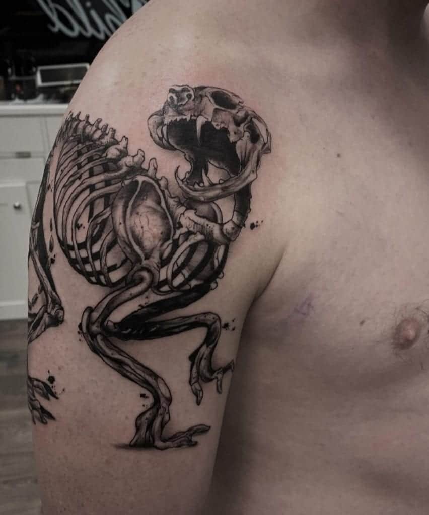 Cat Skeleton Tattoo