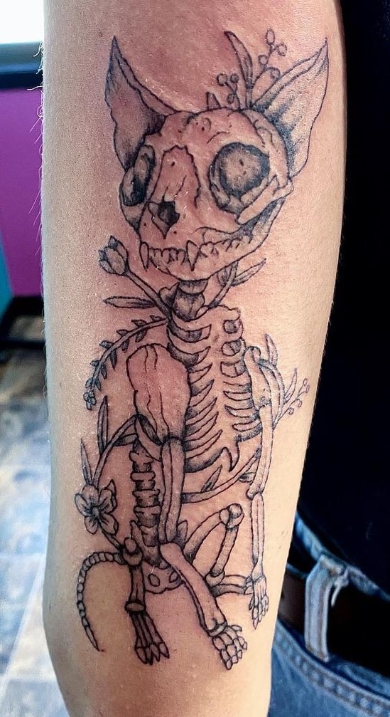 Cat Skeleton Tattoo