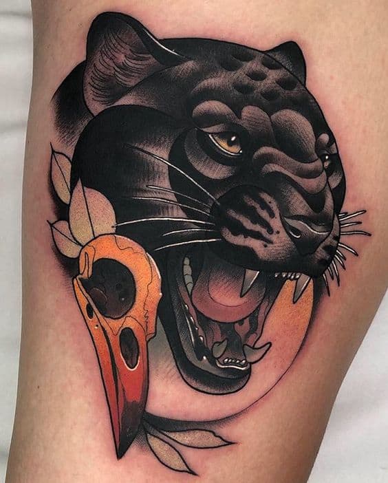 Neo-traditional Panther Tattoo