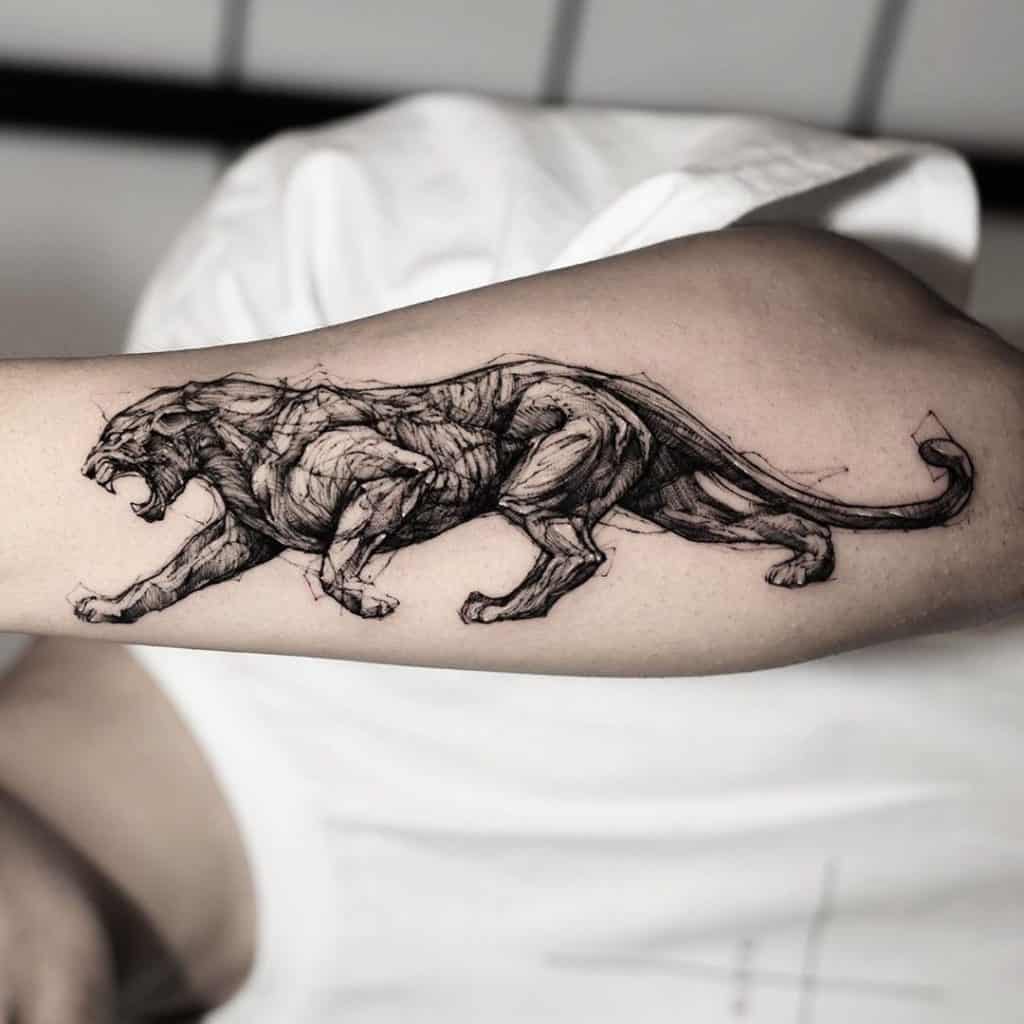 Sketchy Panther Tattoo