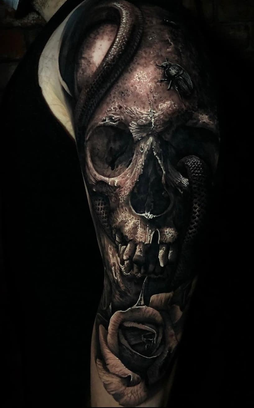 TarotInspired Skeleton Lovers Tattoo Art in Los Angeles California  1MM  Tattoo Studio