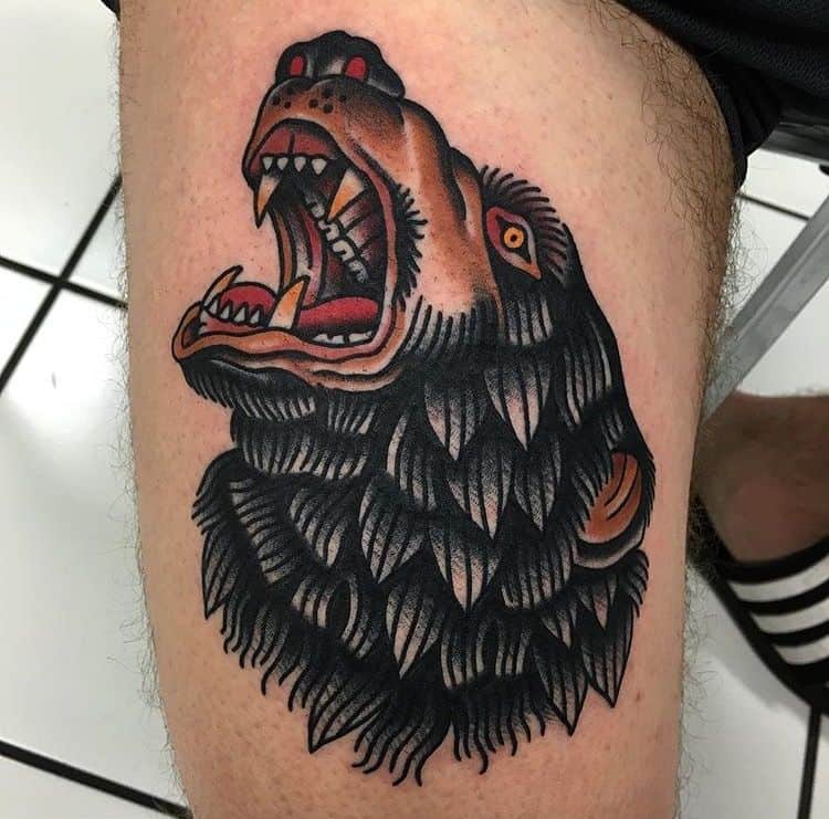 American Traditional Bear Tattoo