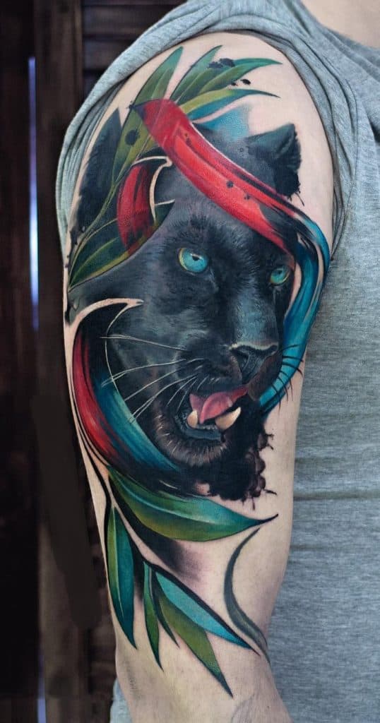 Watercolor Panther Tattoo