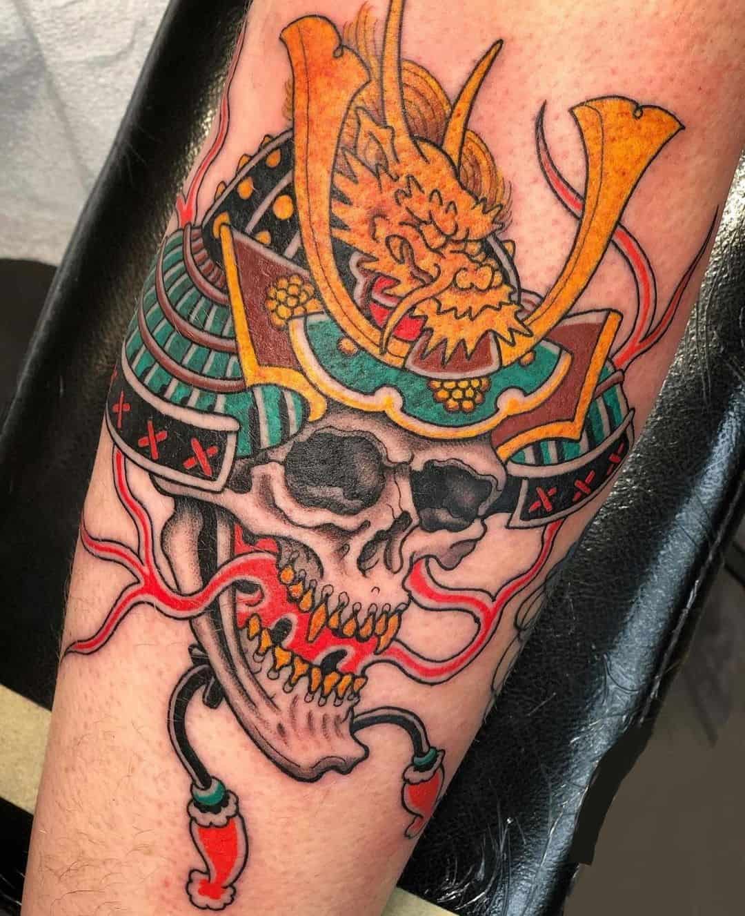 Tattoo uploaded by Sarah Calavera • This is my favorite piece of Chris' the  skull really stands out. Tattoo by Chris O'Donnell. #ChrisODonnell  #TraditionalJapanese #KingsAvenueTattoo #NewYorkTattooer #oriental  #easternculture #skull #asianart • Tattoodo