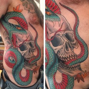 Japanese Skull and Snake Tattoo