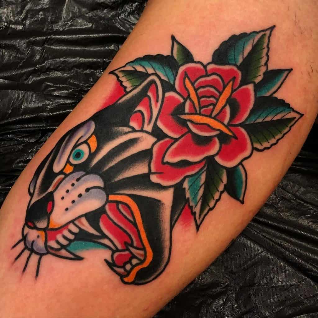 Panther and Rose Tattoo