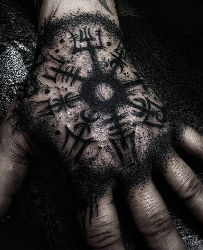 Viking Compass Hand Tattoo