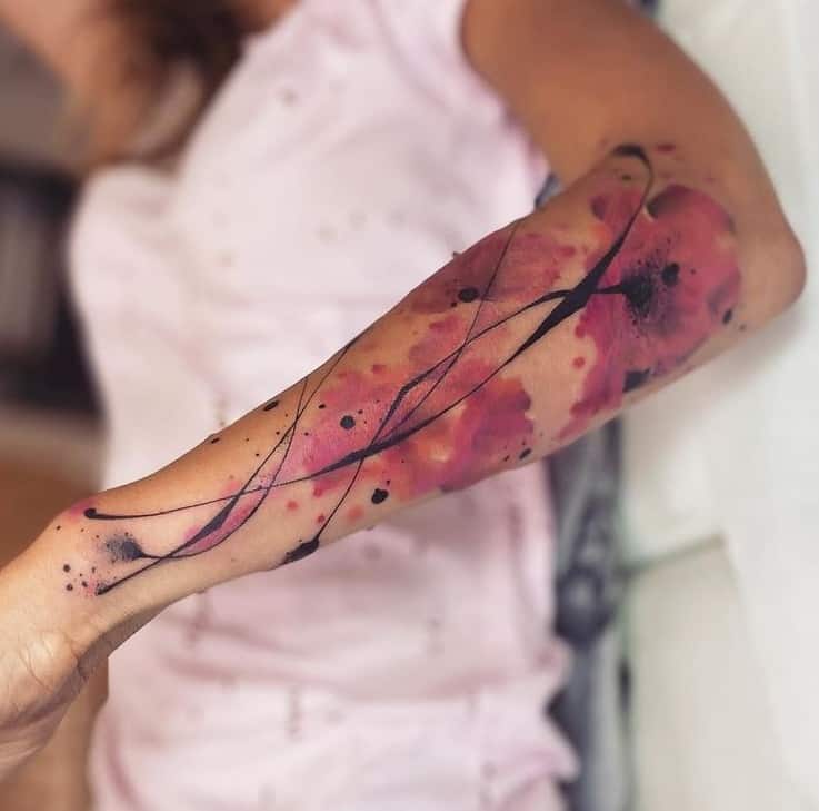 Abstract Watercolor Flower Tattoo
