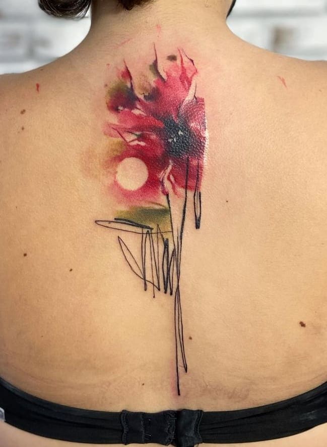 Abstract Watercolor Flower Tattoo