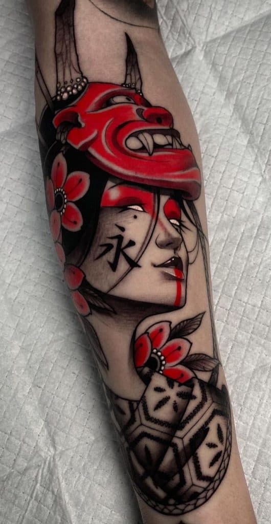 Geisha and Hannya Mask Tattoo
