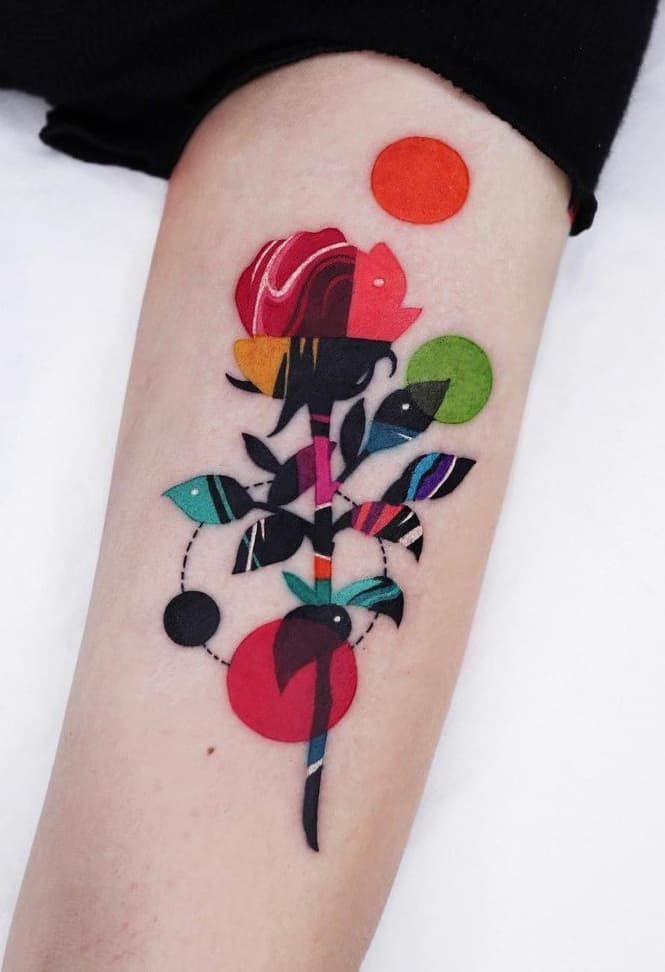 Geometric Flower Tattoo