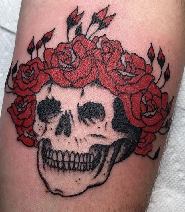 Grateful Dead Skull and Roses Tattoo