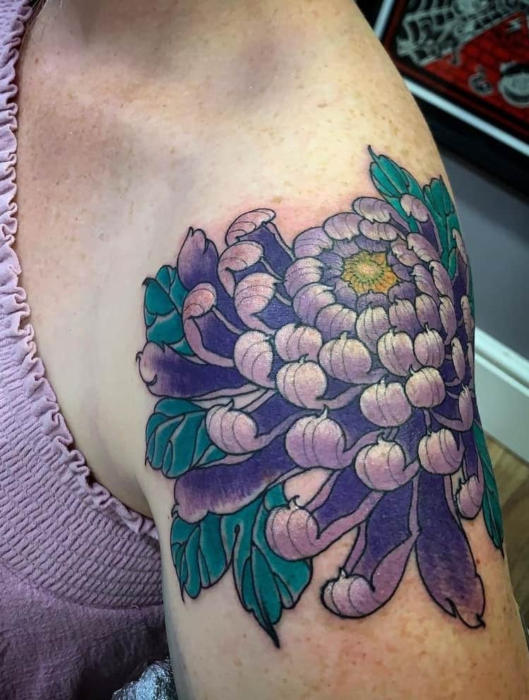Japanese Flower Shoulder Tattoo