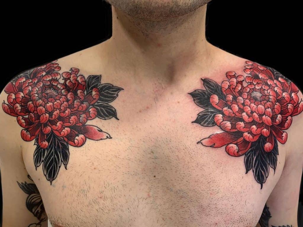 Japanese Flower Shoulder Tattoo