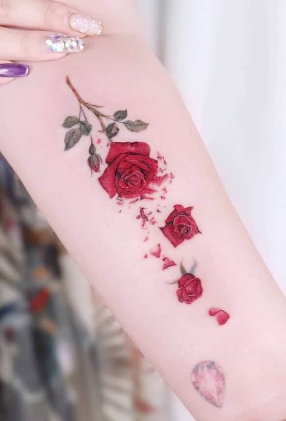 Red Rose Forearm Tattoo