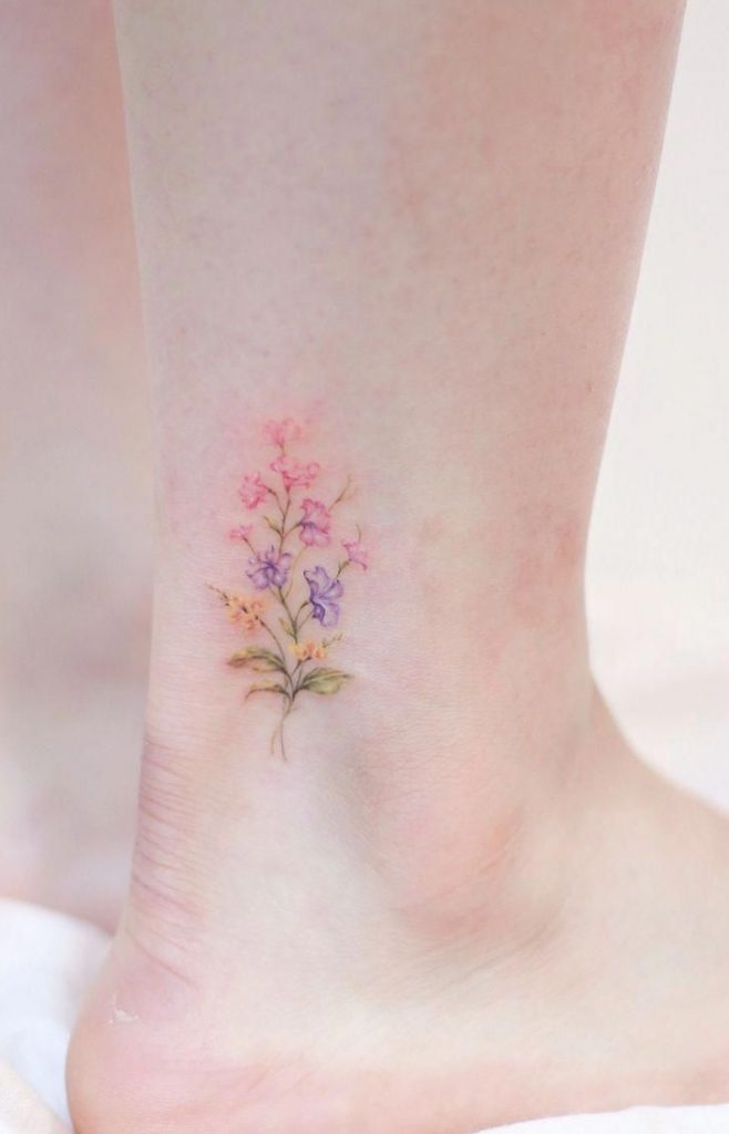 Small Watercolor Flower Tattoo