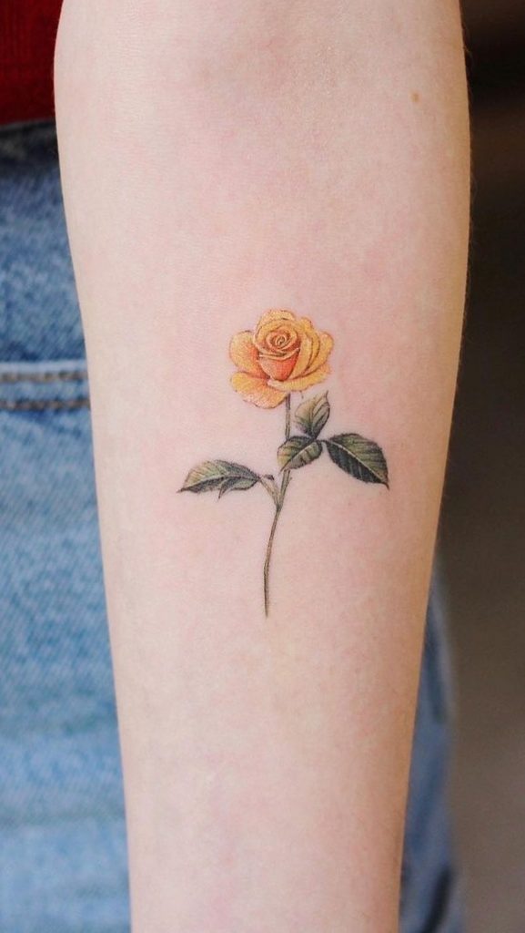 Small Yellow Rose Tattoo