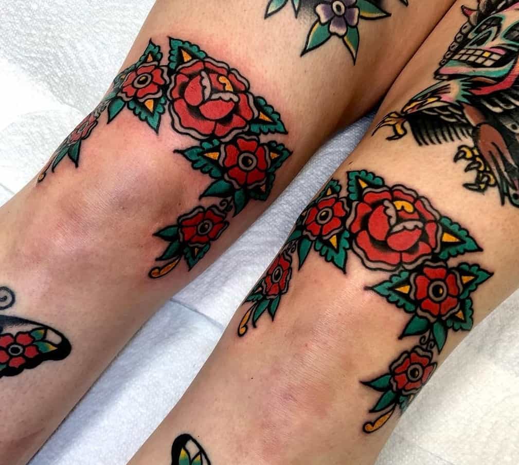 American Traditional Flower Tattoo